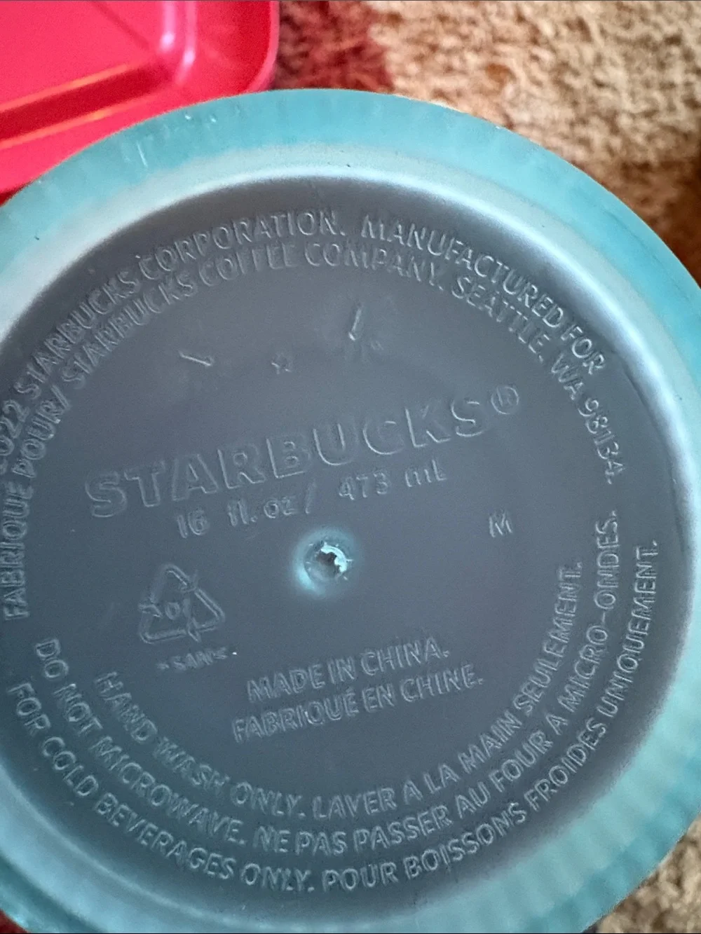 Starbucks Light Aqua Textured Travel Tumbler with Straw